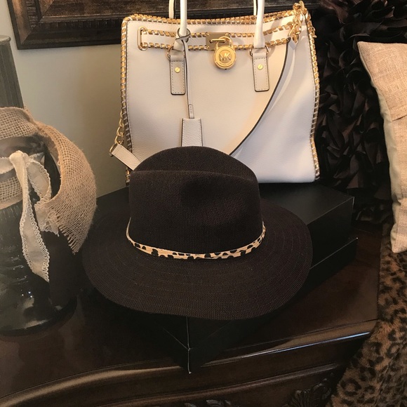 Brown Hat with Leopard Trim - Picture 2 of 10